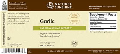 Photo of the Nature's Sunshine Garlic label