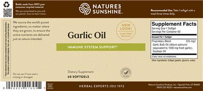 Photo of the Nature's Sunshine Garlic Oil label