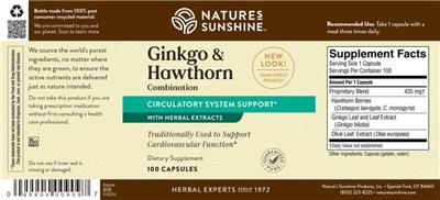 Photo of the Nature's Sunshine Ginkgo & Hawthorn Combination label