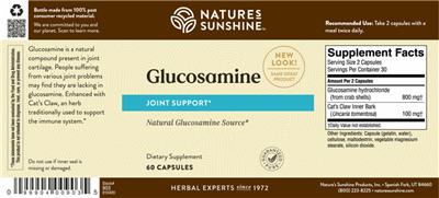 Photo of the Nature's Sunshine Glucosamine label