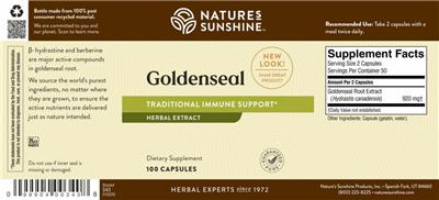 Photo of the Nature's Sunshine Goldenseal label