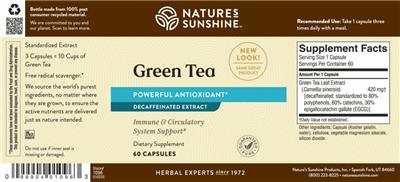 Photo of the Nature's Sunshine Green Tea label