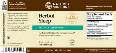 Photo of the Nature's Sunshine Herbal Sleep label