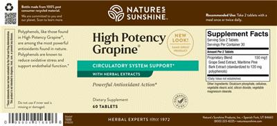 Photo of the Nature's Sunshine High Potency Grapine label