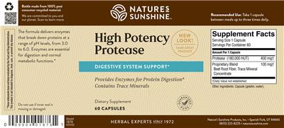 Photo of the Nature's Sunshine High Potency Protease label