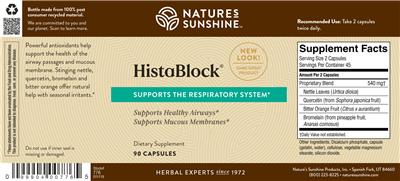 Photo of the Nature's Sunshine HistaBlock label