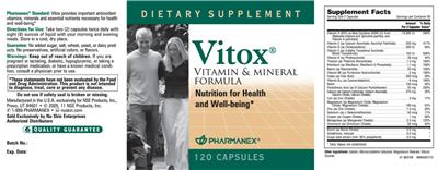 Photo of the Pharmanex Vitox label
