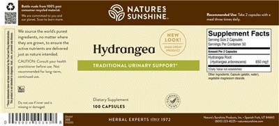 Photo of the Nature's Sunshine Hydrangea label
