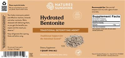 Photo of the Nature's Sunshine Hydrated Bentonite label