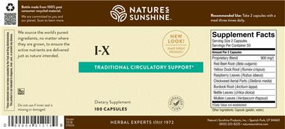 Photo of the Nature's Sunshine I-X label