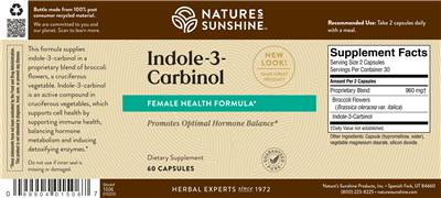Photo of the Nature's Sunshine Indole-3-Carbinol label