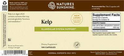 Photo of the Nature's Sunshine Kelp label