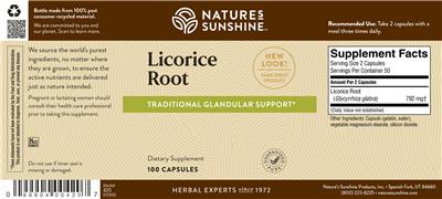 Photo of the Nature's Sunshine Licorice Root label