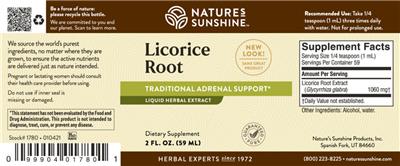 Photo of the Nature's Sunshine Licorice Root label