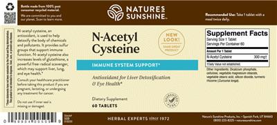 Photo of the Nature's Sunshine N-Acetyl Cysteine label
