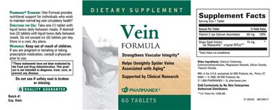 Photo of the Pharmanex Vein Formula label