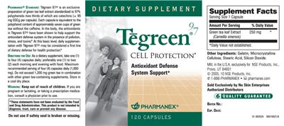 Photo of the Pharmanex Tegreen 97 label