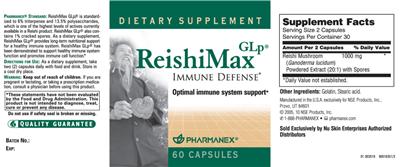 Photo of the Pharmanex ReishiMax GLp label