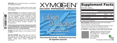 Photo of the XYMOGEN Calcium D-Glucarate label