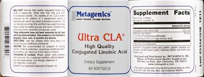 Photo of the Metagenics Ultra CLA label