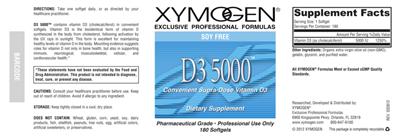 Photo of the XYMOGEN D3 5000 label