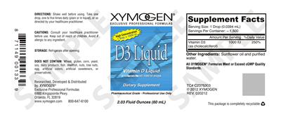Photo of the XYMOGEN D3 Liquid label