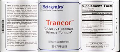 Photo of the Metagenics Trancor label