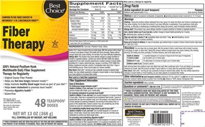 Photo of the Best Choice Fiber Therapy label
