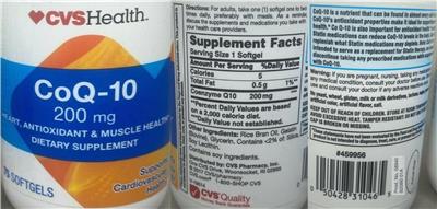 Photo of the CVS Health CoQ-10 200 mg label