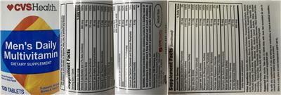 Photo of the CVS Health Men's Daily Multivitamin label