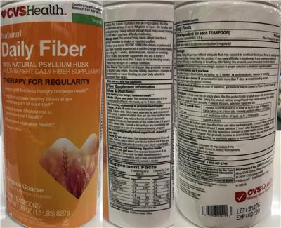 Photo of the CVS Health Natural Daily Fiber label