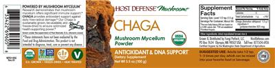 Photo of the Host Defense Mushrooms Chaga label