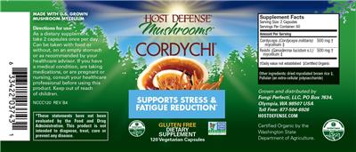 Photo of the Host Defense Mushrooms Cordychi label