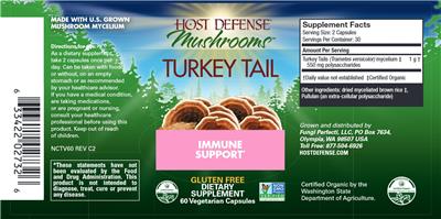 Photo of the Host Defense Mushrooms Turkey Tail label