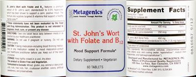 Photo of the Metagenics St. John's Wort with Folate and B12 label