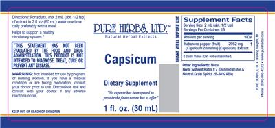 Photo of the Pure Herbs Capsicum label