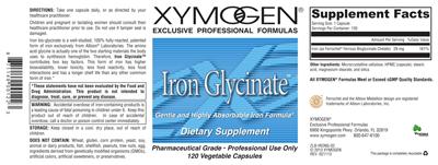 Photo of the XYMOGEN Iron Glycinate label