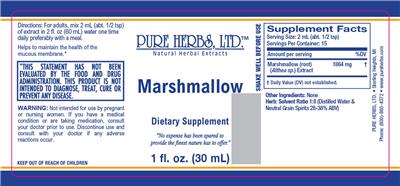 Photo of the Pure Herbs Marshmallow label