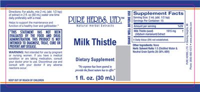 Photo of the Pure Herbs Milk Thistle label