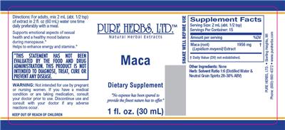 Photo of the Pure Herbs Maca label