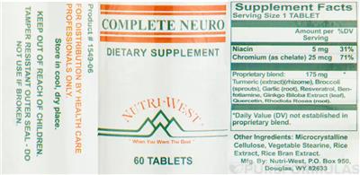 Photo of the Nutri-West Complete Neuro label