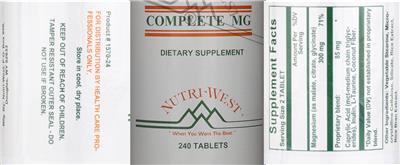 Photo of the Nutri-West Complete MG label