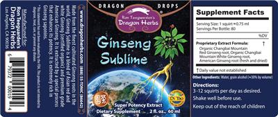 Photo of the Ron Teeguarden's Dragon Herbs Ginseng Sublime label