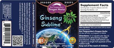 Photo of the Ron Teeguarden's Dragon Herbs Ginseng Sublime label