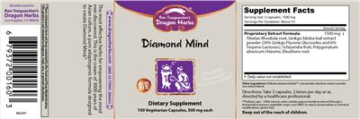 Photo of the Ron Teeguarden's Dragon Herbs Diamond Mind label