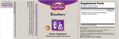Photo of the Ron Teeguarden's Dragon Herbs Eleuthero label