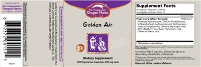 Photo of the Ron Teeguarden's Dragon Herbs Golden Air label