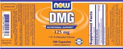 Photo of the NOW DMG 125 mg label