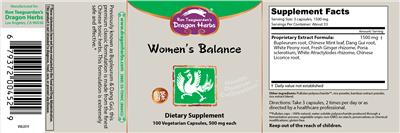 Photo of the Ron Teeguarden's Dragon Herbs Women's Balance label