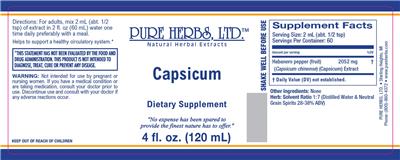 Photo of the Pure Herbs Capsicum label